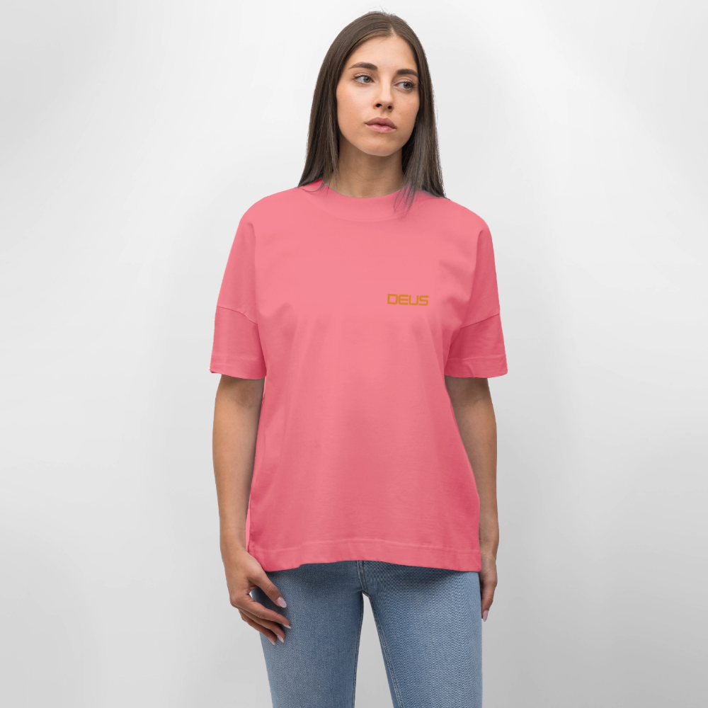 Graphic t-shirt UK – DEUS “Fake Face” Street Tee - pink joy 