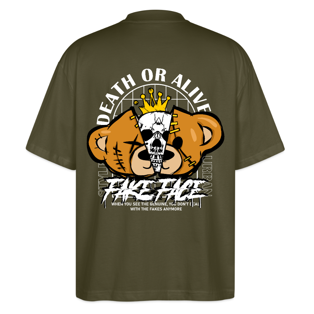 Graphic t-shirt UK – DEUS “Fake Face” Street Tee - khaki