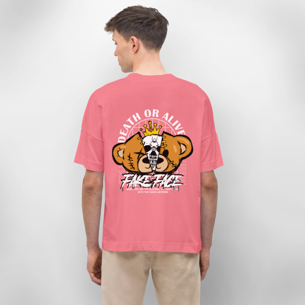 Graphic t-shirt UK – DEUS “Fake Face” Street Tee - pink joy 