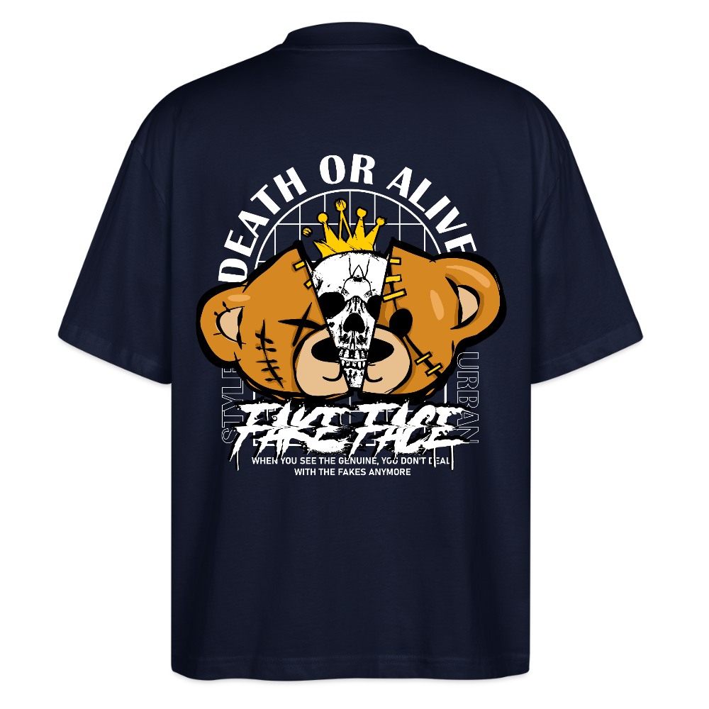 Graphic t-shirt UK – DEUS “Fake Face” Street Tee - navy