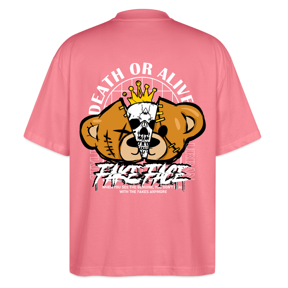 Graphic t-shirt UK – DEUS “Fake Face” Street Tee - pink joy 