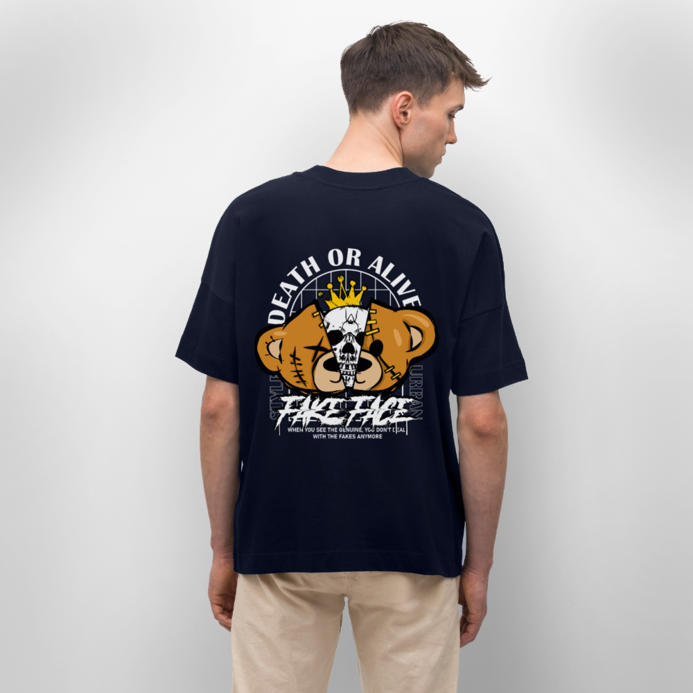 Graphic t-shirt UK – DEUS “Fake Face” Street Tee - navy