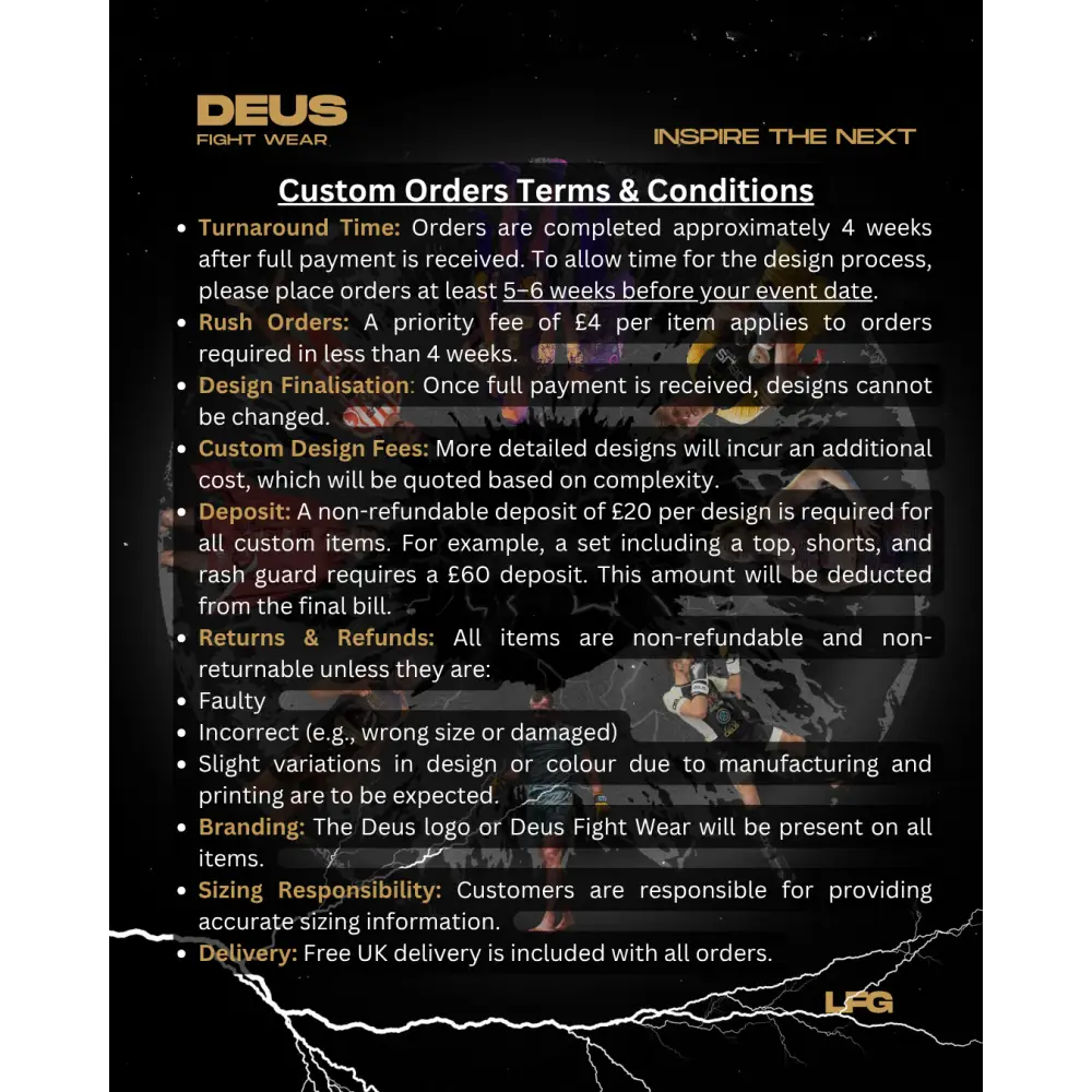 Deus Fight Wear Custom Kit - Remaining Balance